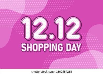 12.12 Shopping day, text marketing banner pastel design. Vector illustration