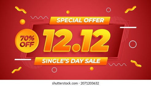 1212 single's day sale text, bold style discount background template