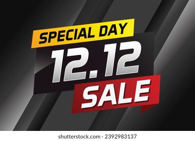 12.12 Special day sale word concept vector illustration with ribbon and 3d style for use landing page, template, ui, web, mobile app, poster, banner, flyer, background, gift card, coupon