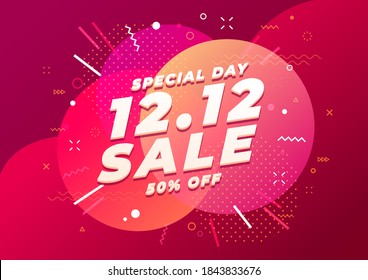 12.12 Special shopping day sale banner template. End of year sale.