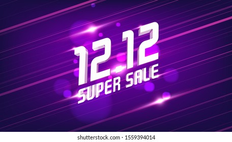 12.12 Super sale discount banner template promotion design. 12.12 Crazy sales online.