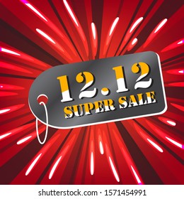 12.12 super sale tag sign background, Supermarket promotion background, Holidays sale.