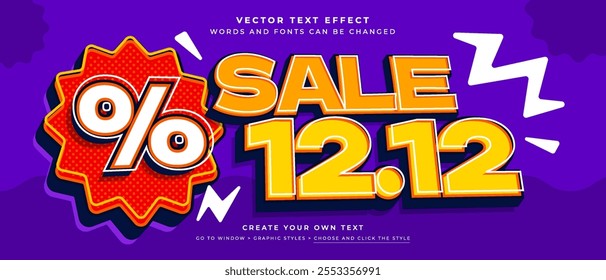 12.12 efeito de texto, estilo gráfico de promoção de venda de dezembro