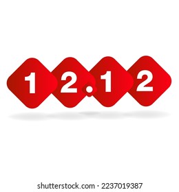 12.12 White numbers in a red square sign on a white background, promotion date 12 month 12