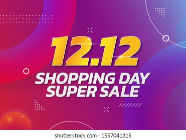 12.12 World Shopping Day Super Sale poster background. Double 12 December online shop social media banner promotion template vector design with colorful abstract style illustration