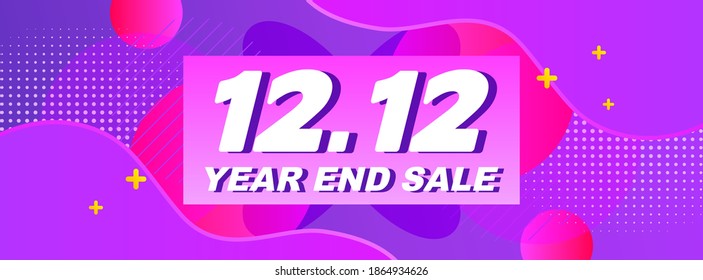 12.12 Year End Sale banner vector illustration. Modern purple abstract background