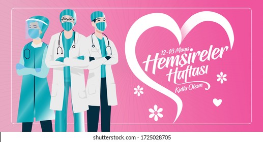 12-18 Mayıs Dünya Hemşireler Günü Kutlu Olsun, Tebrik Kartı. Post. Translation: 12 May. International Nurses Day Greeting Card. Post.