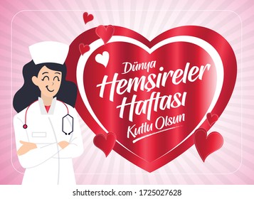 12-18 Mayıs Dünya Hemşireler Haftası Kutlu Olsun, Tebrik Kartı. Translation: 12 May. International Nurse Day Celebration.
