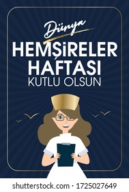 12-18 Mayıs Dünya Hemşireler Haftası Kutlu Olsun, Tebrik Kartı. Translation: 12 May. International Nurse Day Celebration.