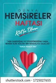 12-18 Mayıs Dünya Hemşireler Haftası Kutlu Olsun, Tebrik Kartı. Translation: 12 May. International Nurse Day Celebration.