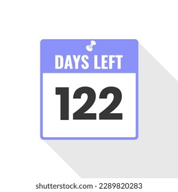 122 Days Left Countdown sales icon. 122 days left to go Promotional banner