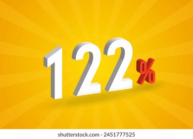 122% discount 3D text for sells and promotion.