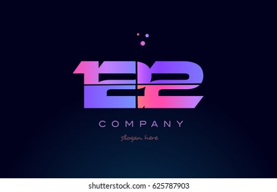 122 pink blue purple number digit numeral dots creative company logo vector icon design template