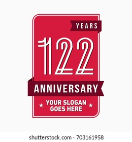 122 years anniversary design template. Vector and illustration.