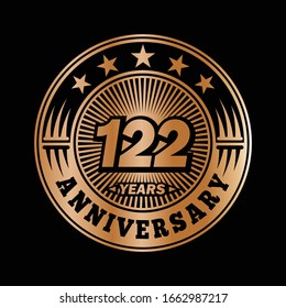 122 years anniversary. Anniversary logo design. Vector and illustration.