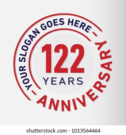 122 years anniversary logo template. Vector and illustration.
