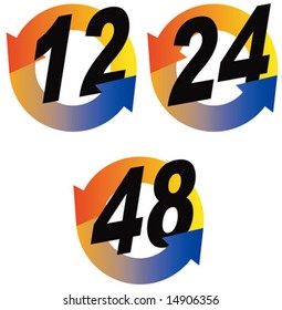 12,24 and 48 hour round the clock icon