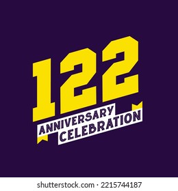 122nd Anniversary Celebration vector design,  122 years anniversary