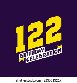 122nd Birthday Celebration vector design,  122 years birthday