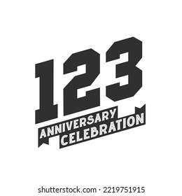 123 Anniversary Celebration greetings card,  123rd years anniversary