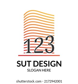 123 apartment buildings and abstract hotels for real estate logo