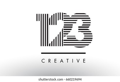 123 Black and White Number Logo Design with Vertical and Horizontal Lines.