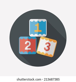 123 blocks flat icon with long shadow,eps10