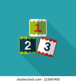123 blocks flat icon with long shadow,eps10