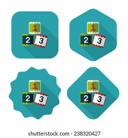 123 blocks flat icon with long shadow,eps10