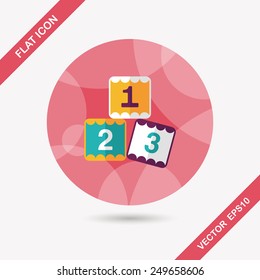 123 blocks flat icon with long shadow,eps10