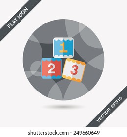 123 blocks flat icon with long shadow,eps10