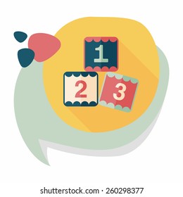 123 blocks flat icon with long shadow,eps10