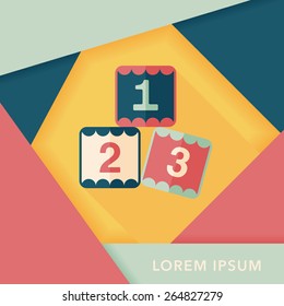 123 blocks flat icon with long shadow,eps10