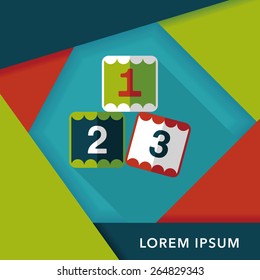 123 blocks flat icon with long shadow,eps10