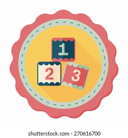 123 blocks flat icon with long shadow,eps10