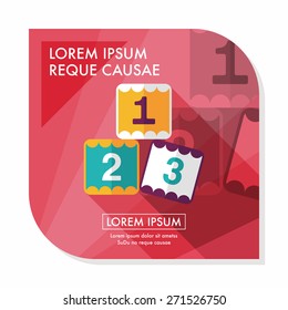 123 blocks flat icon with long shadow,eps10