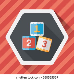 123 blocks flat icon with long shadow,eps10