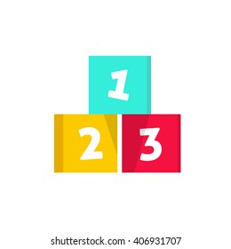 123 cubes vector illustration, building blocks with numbers, logo design element, concept of children game symbol, education, isolated on white background