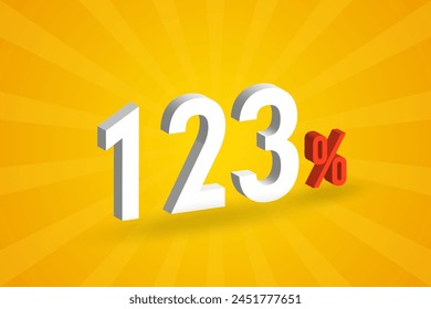 123% discount 3D text for sells and promotion.