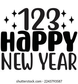 123 happy new year t shirt design
