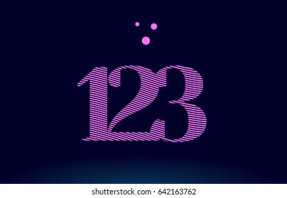 123 number digit logo pink line stripes magenta purple blue font creative text dots company vector icon design
