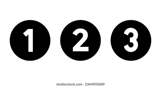 123 number icon vector. One, two, and three symbols in circle background