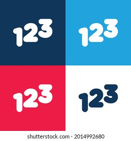 123 Numbers blue and red four color minimal icon set