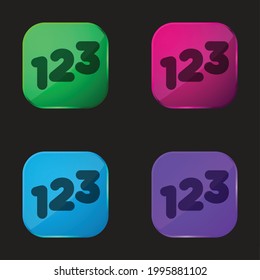 123 Numbers four color glass button icon