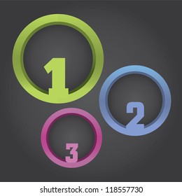 1,2,3, options 3D cyrcle