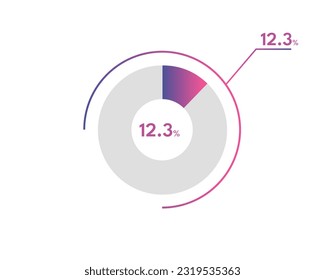 12.3 Percentage circle diagrams Infographics vector, circle diagram business illustration, Designing the 12.3% Segment in the Pie Chart.
