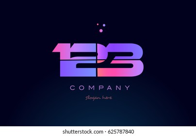 123 pink blue purple number digit numeral dots creative company logo vector icon design template