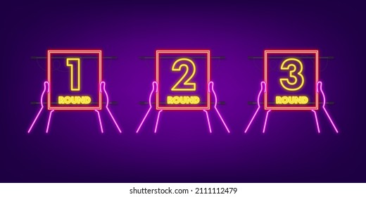 1,2,3 round neon on white background. Vector design. Vector set
