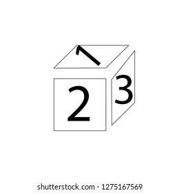 123 toy block or cube with numbers for preschool learning flat vector color icon for apps and websites