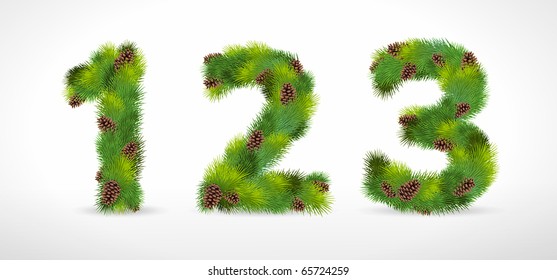 123, vector christmas tree font